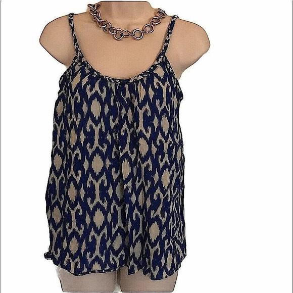 GAP navy blue Aztec print spaghetti strap mod tank top XS - Picture 2 of 9